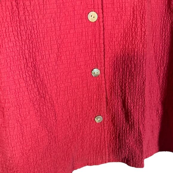 Orvis Dark Pink Button Down V-Neck Long Sleeve Textured Knit Blouse Women Sz L - Picture 4 of 6
